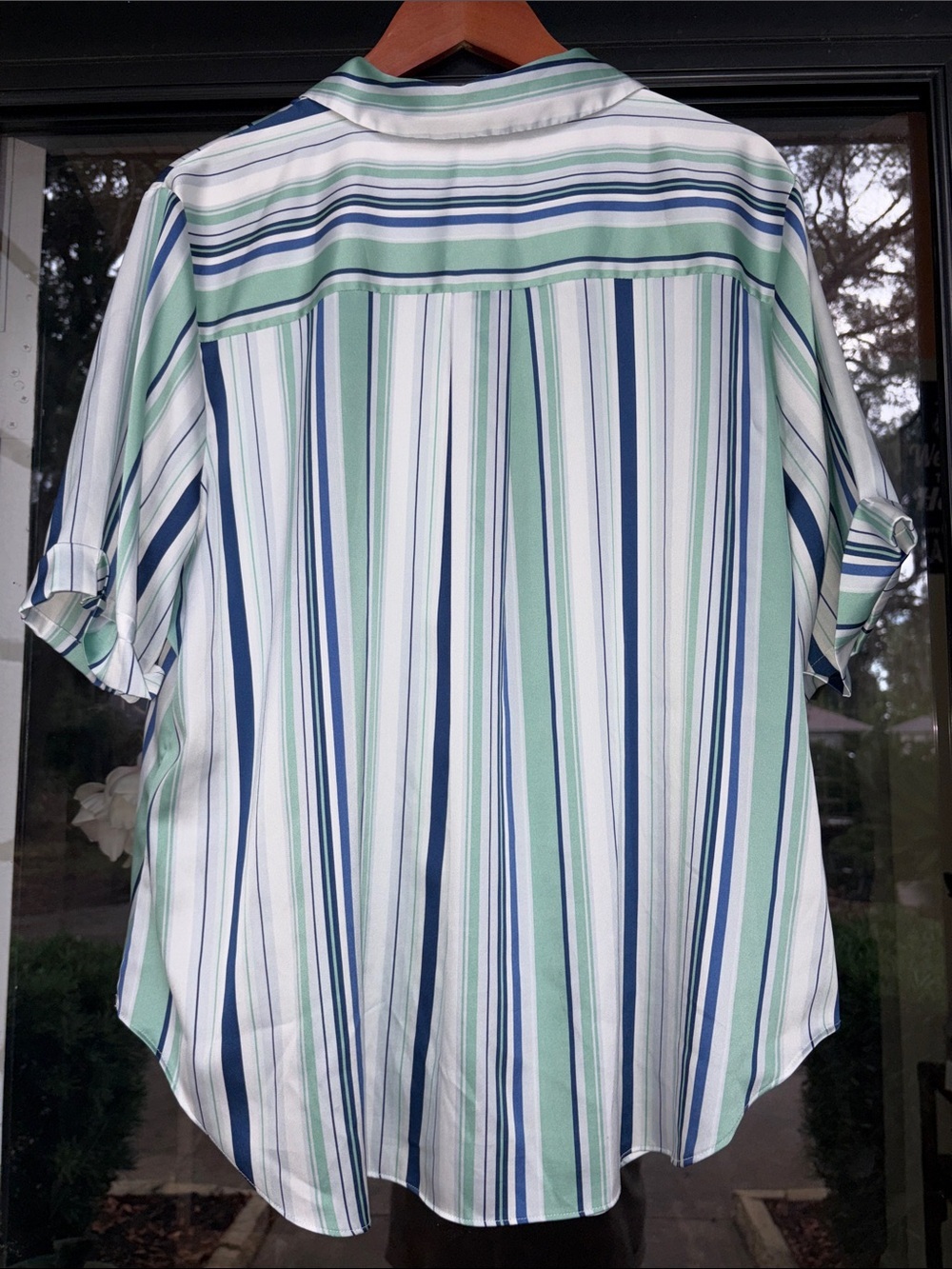 Chico’s Striped Satin Button Down Blouse - Picture 7 of 7
